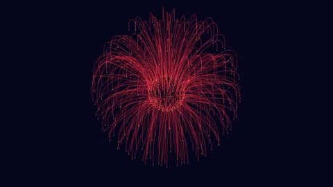 Closeup abstract shape with neon dots and lines on black gradient Stock Footage 242424219