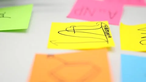 Closeup of adhesive notes on white desk Stock-Footage 255196255