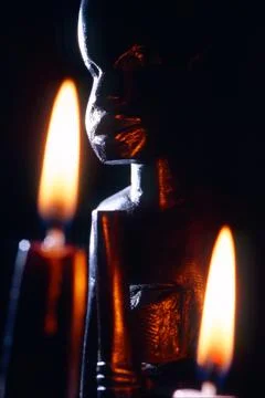 Closeup of an african statue Stock Photos