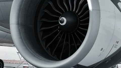 Closeup of Airplane Engine Stock Photos