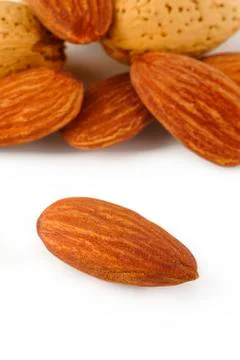 Closeup almond on background Stock Photos