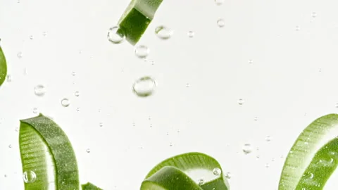 Closeup Aloe Vera sliced slice rotation. Natural medical plant. Organic 스톡 동영상 233717639