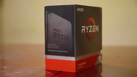 Closeup of AMD Ryzen CPU in the box Stock Footage 170635679