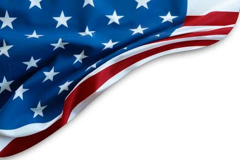 Closeup of American flag on plain background Stock Photos