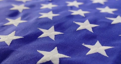 Closeup Of American Flag On Table Stock Footage 86085417
