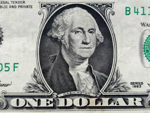 Closeup of American One Dollar Bill. President George Washington Stock Photos