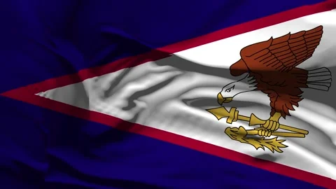 Closeup American Samoa Flag Wave Loop waving in wind RealisticAmerican Samoa Stock Footage 319979184