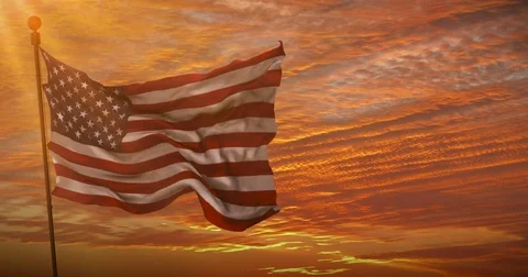 Closeup of american USA flag waving, stars and stripes, united states Stock Footage
