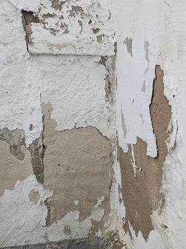 Closeup Analysis Of Plaster Patch Showing Imperfections And Shadow Effects .. Stock Photos