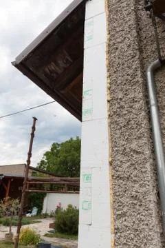 Closeup of anchoring facade polystyrene Stock Photos