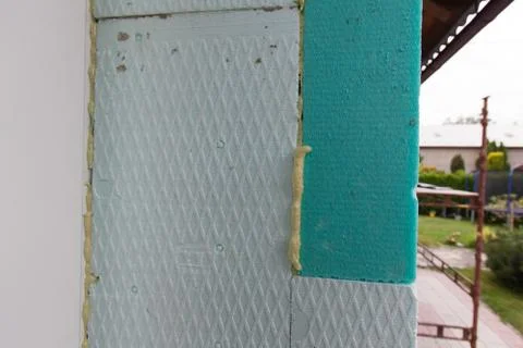 Closeup of anchoring facade polystyrene Stock Photos