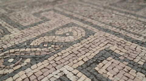 Closeup of Ancient Mosaic Tile Floor Stock Footage 34733176