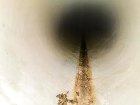 Closeup and inside view of a drainage pipe drainage pipe Stock Photos