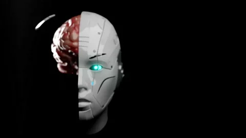 Closeup of Android AI. Artificial Intelligance activated. Stock Footage 239015520
