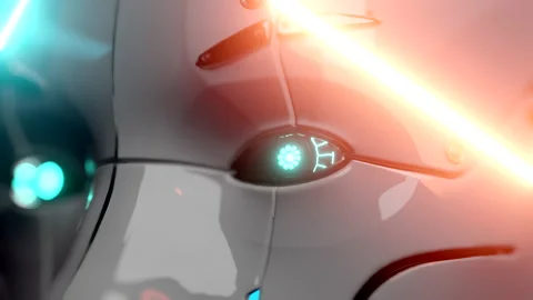 Closeup of Android AI. Artificial Intelligance activated. Stock Footage 239016006