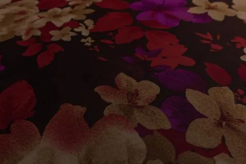 Closeup angle of fabric with floral pattern Stock Photos