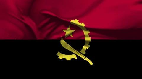 Closeup Angola Flag Wave Loop waving in wind Realistic Angola Flag backgroun Stock Footage 319979180