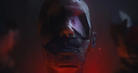 Closeup of an Animated broken man's face Stock Footage 255683243