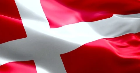 Closeup of animation waving dannebrog denmark flag, with red background Stock-Footage 75407655