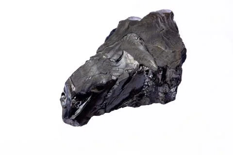 Closeup of anthracite on white background Stock Photos