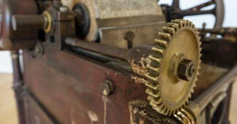 Closeup of antique gear assembly Foto stock