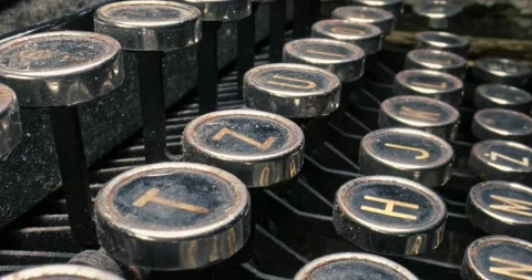 Closeup of antique typewriter. Keyboard of typewriter. Office equipment. Stock-Footage 169695954
