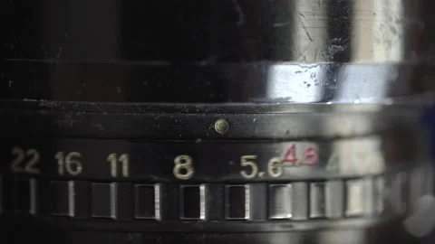 Closeup of aperture values being changed on a lens Stock Footage 136949702