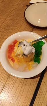 Closeup of appetizing dessert on the table Stock Photos