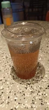 Closeup of an appetizing iced lemon tea 库存照片