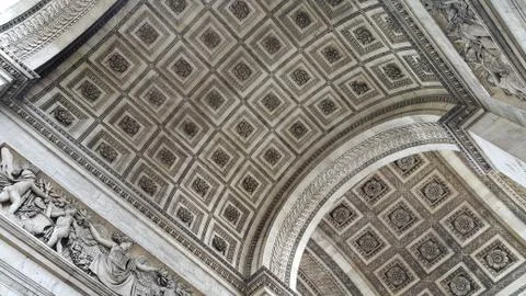 Closeup of the Arc de Triomphe in Paris, France Stock Photos