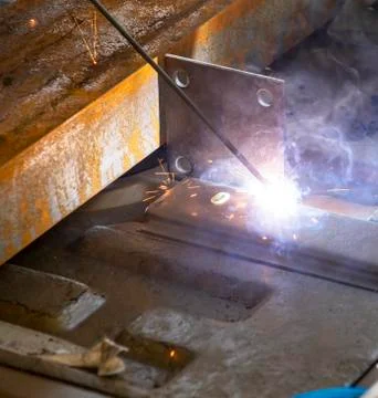 Closeup of Arc Welding during construction Stock Photos