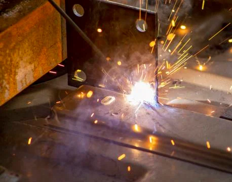 Closeup of Arc Welding during construction Stock Photos