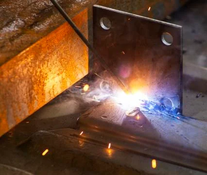 Closeup of Arc Welding during construction Stock Photos