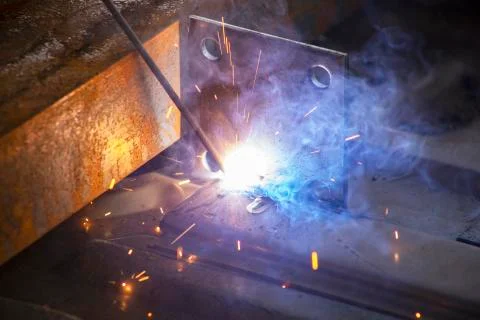 Closeup of Arc Welding during construction Stock Photos
