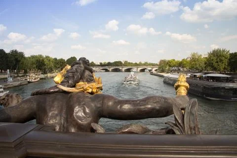 Closeup of architectural elements and statues on Alexander the Third Bridge i Stock Photos