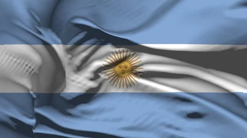 Closeup Argentina Flag Wave Loop waving in wind Realistic Argentina Flag bac Stock Footage 319979192