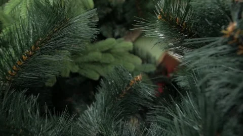 Closeup Artificial Christmas Tree Stock Footage 141391982