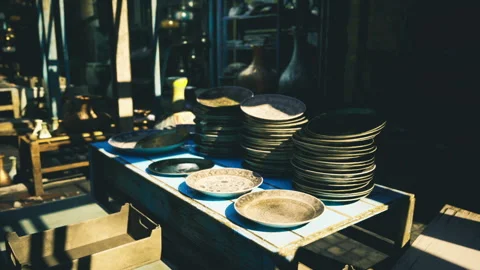 Closeup of artisanal clay objects emphasizing natural earthy appeal Stock Footage 347263436