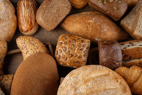 Closeup on assorted variety of bread Stock Photos
