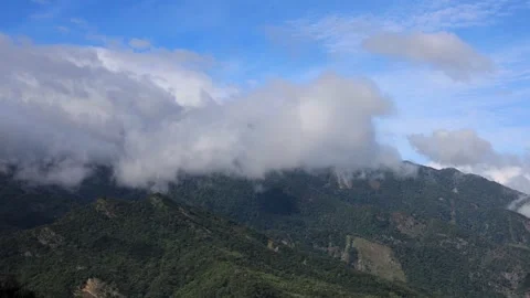 Closeup of the astonishing cloudscape. Surging, churning sea of cloud. 4K. Stock Footage 259691410