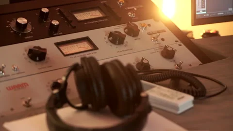 Closeup Of a Audio Compressor In A Sound Recording Studio Stock Footage 156047283