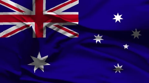 Closeup Australia Flag Wave Loop waving in wind Realistic Australia Flag bac Stock Footage 319979194