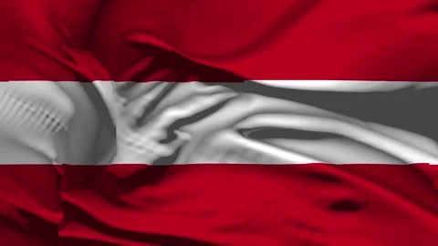 Closeup Austria Flag Wave Loop waving in wind Realistic Austria Flag backgro Stock Footage 320035467