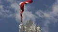 Closeup Austrian National Flag Waving Parliament Vienna Icons Blue Sky Austria HD Footage