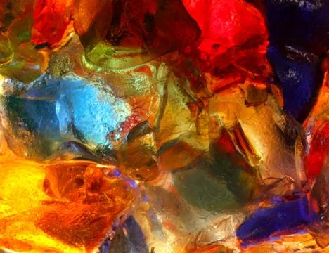 Closeup of back lit stained abstract glass pattern Stock Illustration