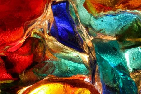 Closeup of back lit stained abstract glass pattern Stock Photos