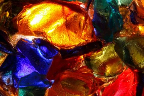 Closeup of back lit stained abstract glass pattern Stock Photos