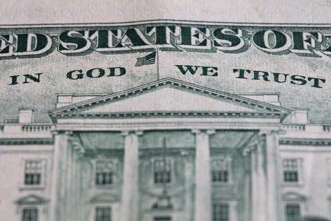 Closeup of back side of 20 dollar Stock Photos
