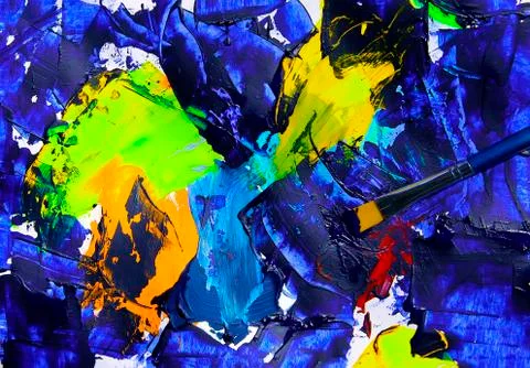 Closeup background of brush and palette. Stock Photos