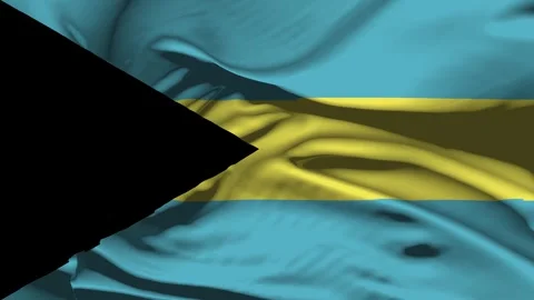 Closeup Bahamas Flag Wave Loop waving in wind Realistic Bahamas Flag backgro Stock Footage 320035466